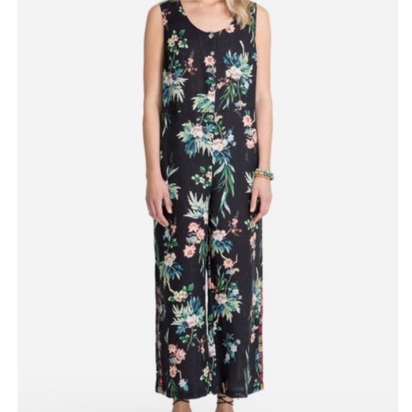 NWT JOHNNY WAS easy linen floral embroidered jumpsuit size XS/S - Picture 2 of 9